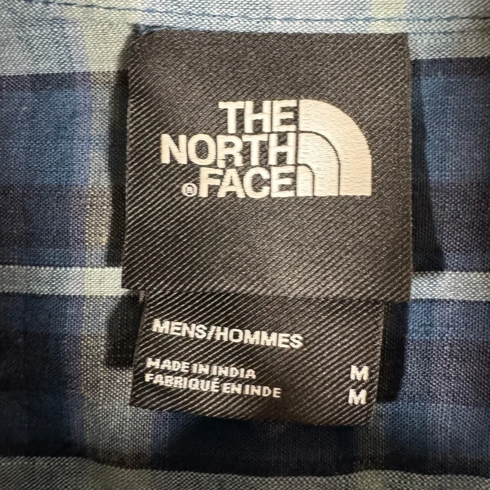 The North Face Button Up Shirt Mens M Blue Plaid Short Sleeve‎ Pocket